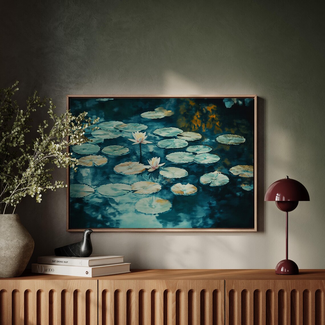 Serene Water Lily Pond Art Print, Tranquil Nature - Image 6