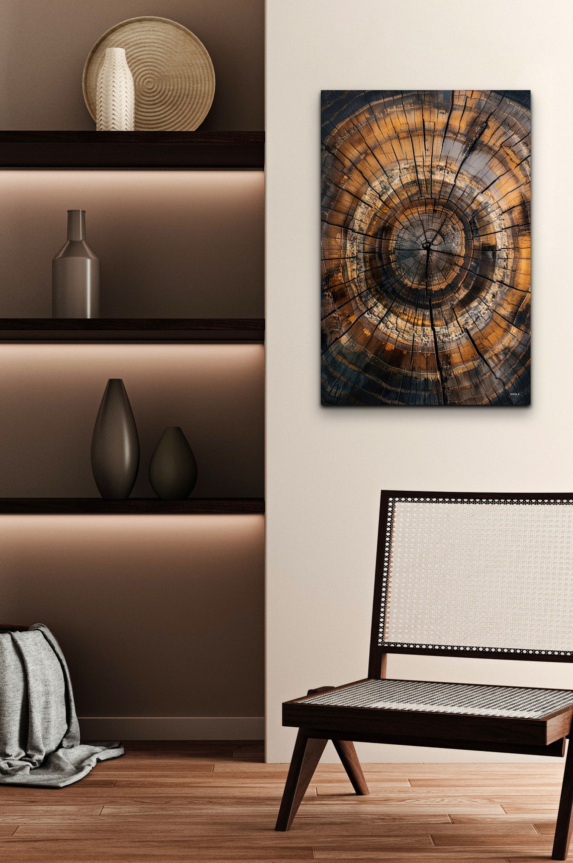 Nordic Amber Tree Rings Cross Section Rustic Wood Slice Poster - Image 6