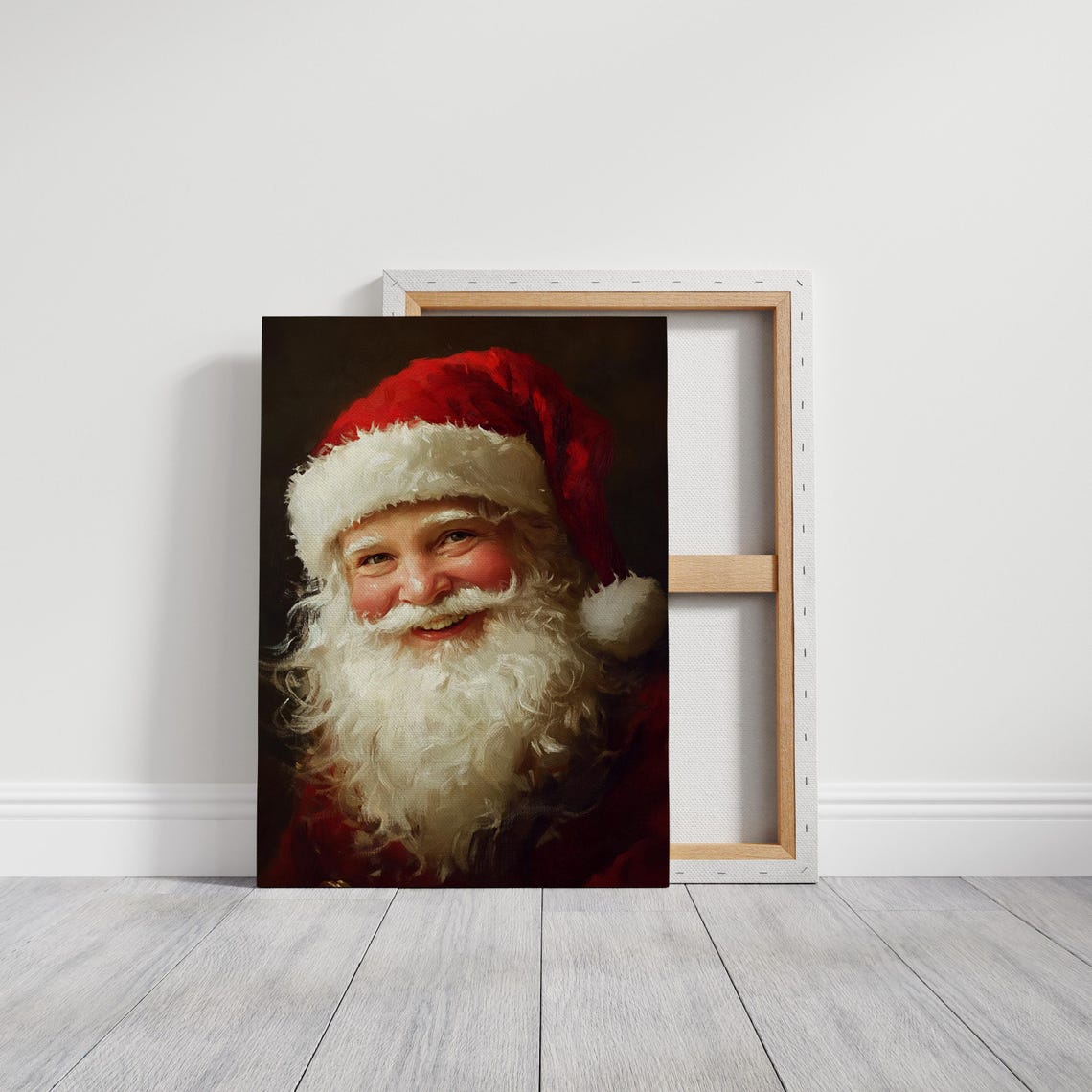 Jolly Santa Claus Face Portrait With White Beard Vintage Style Poster - Image 3