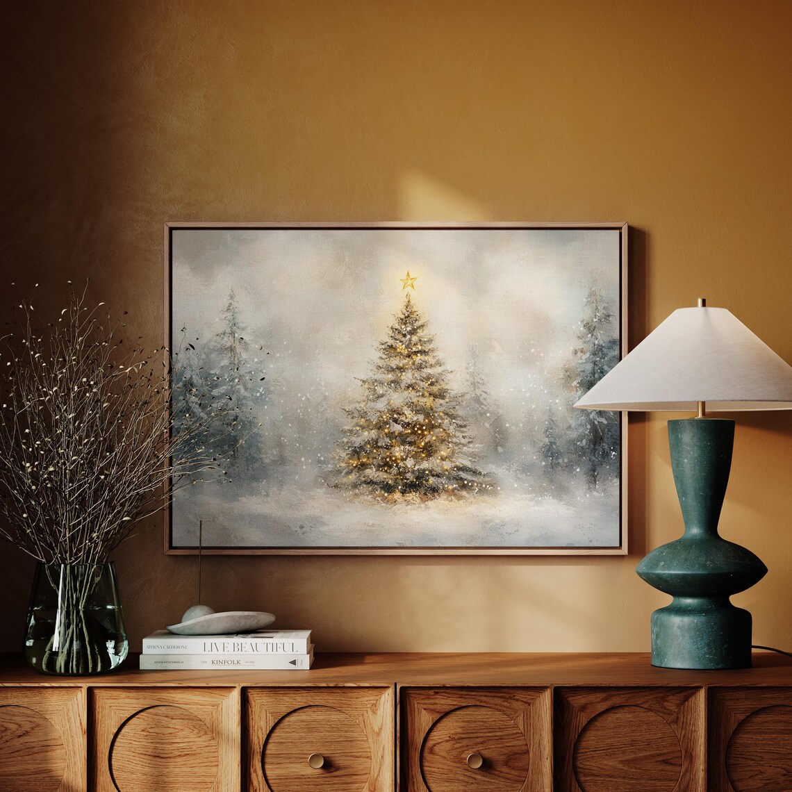 Snowy Christmas Tree Winter Forest Scene, Festive Decor - Image 6