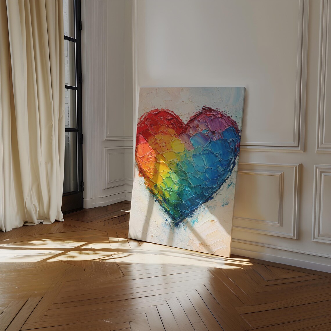 Rainbow Heart Abstract Art Print, Modern Decor - Image 4