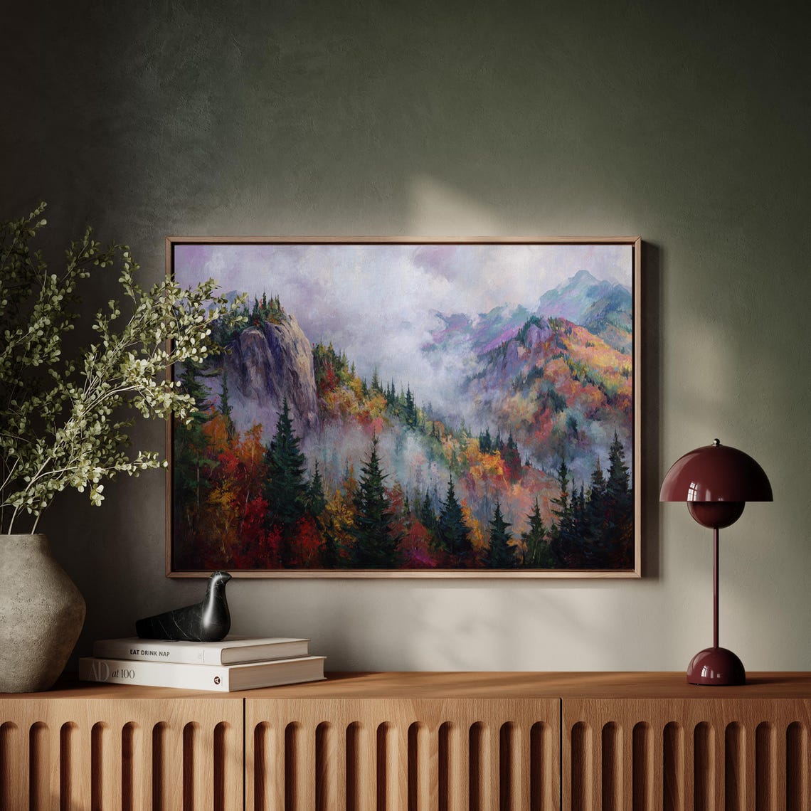 Autumn Mountain Misty Forest Fall Foliage Landscape Wall Art