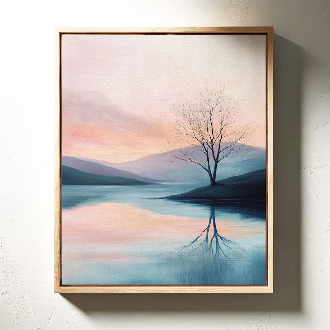 Pink Sky Lake Tree Reflection Calm Mountain Serene Wall Poster - Image 3
