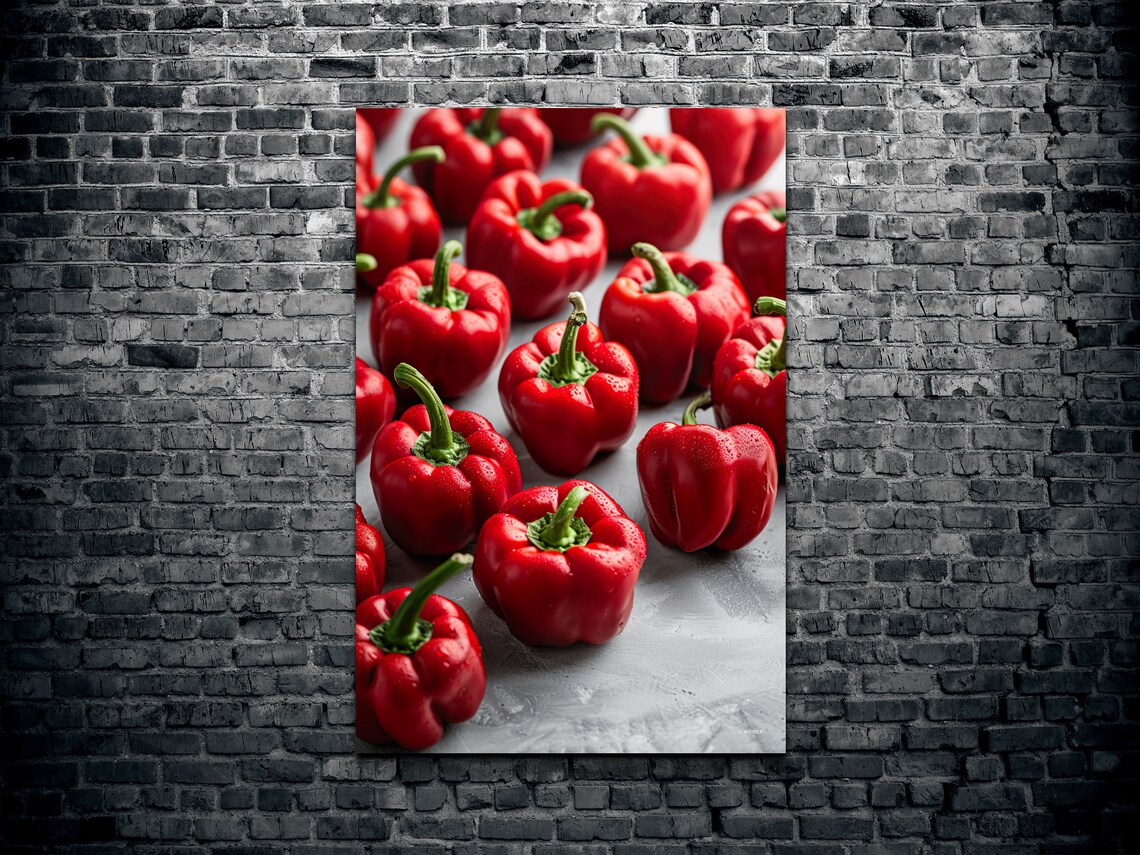 Red Bell Peppers Art Print, Still Life Kitchen Decor - Image 2