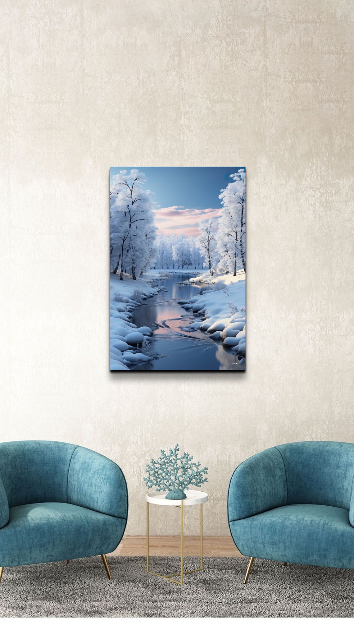 Snowy Trees And River Winter Art Print - Image 4