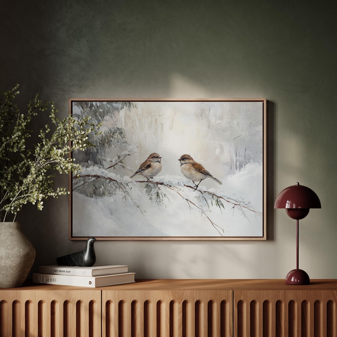 Winter Birds, Sparrows On Snowy Branch Art Print - Image 5