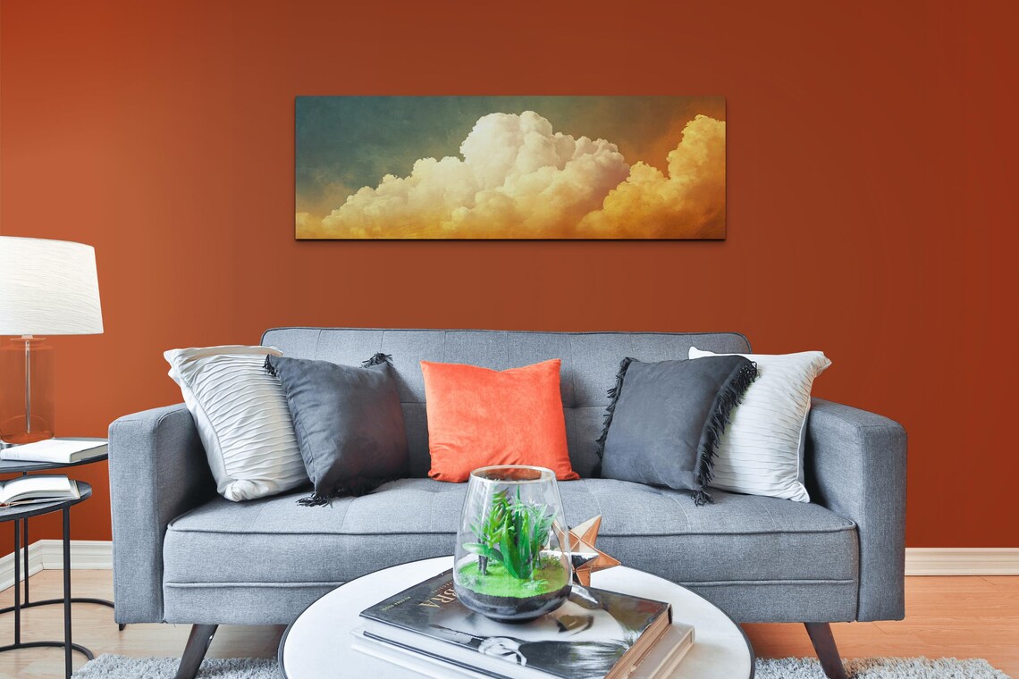 Golden Sunset Cloudscape Fiery Orange Sky Panoramic Art Poster - Image 7