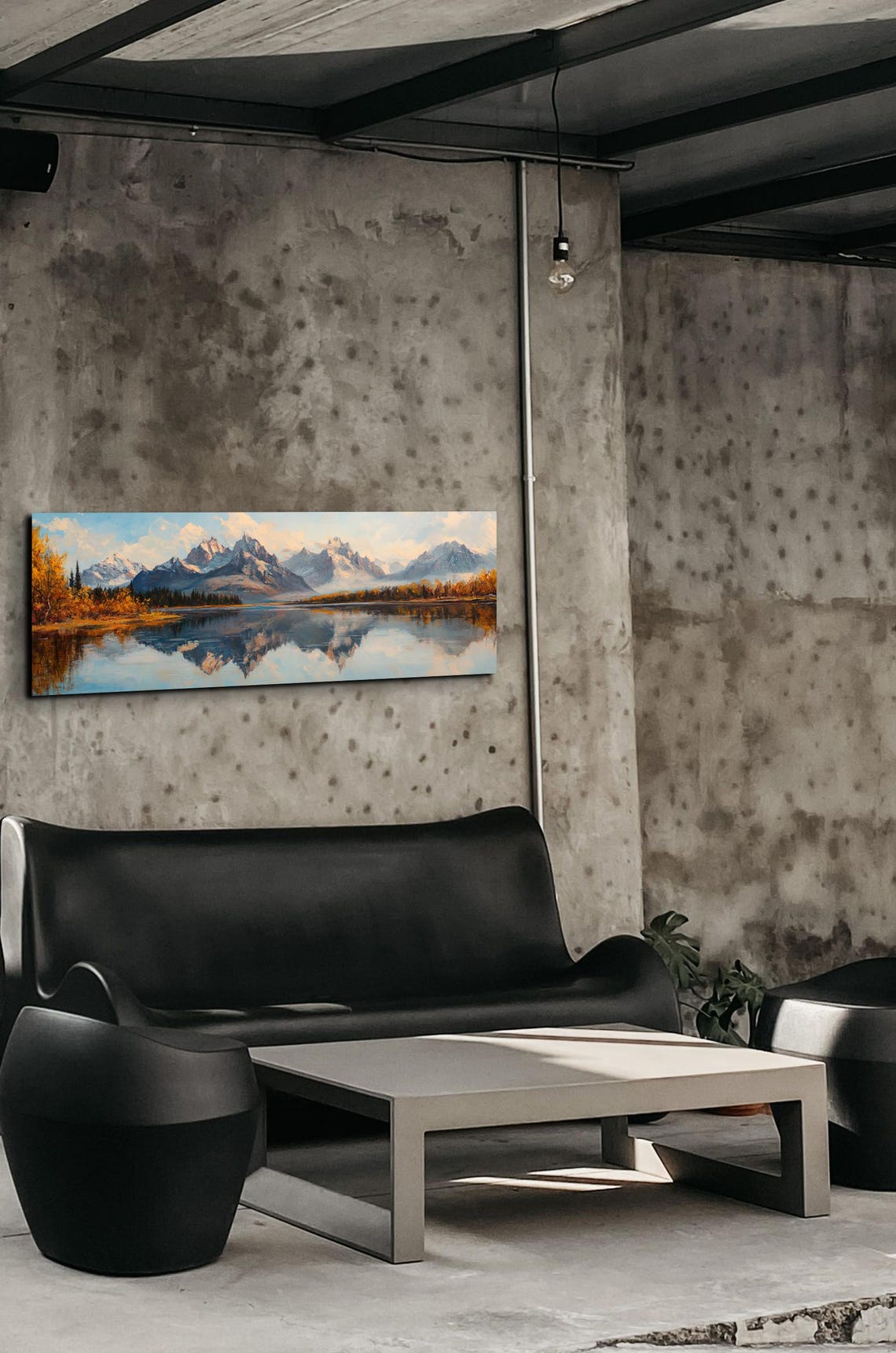 Snow Capped Peaks Autumn Lake Reflection Scenic Panoramic Poster - Image 4