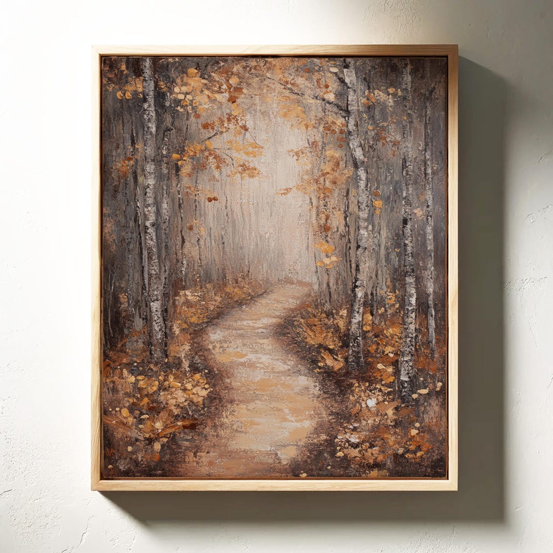 Moody Birch Forest Pathway in Autumn Dark Rustic Fall Landscape Poster - Image 4