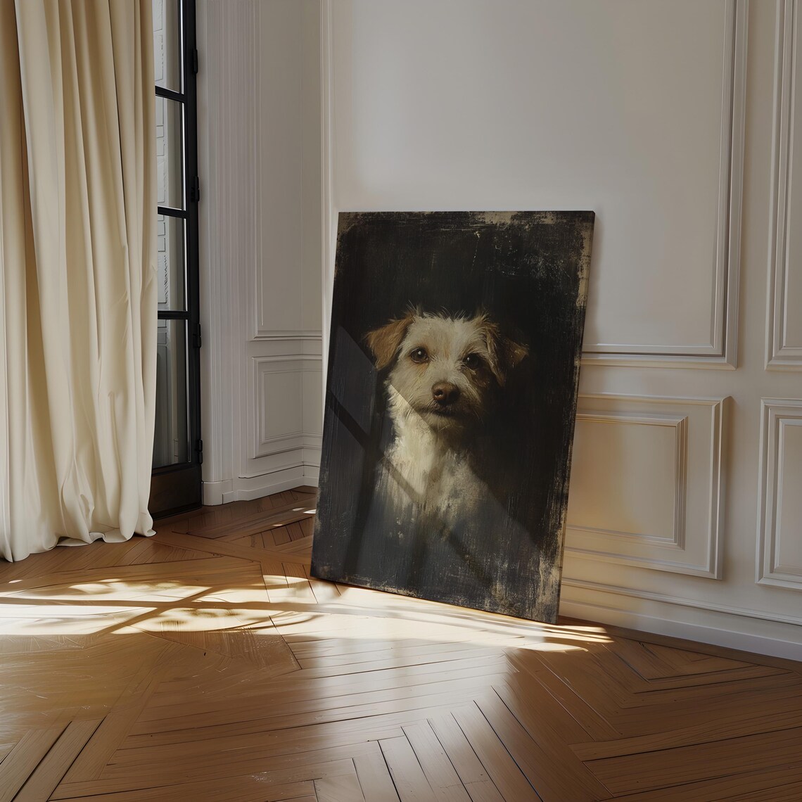 Terrier Dog Vintage Oil Painting, Farmhouse Decor - Image 5
