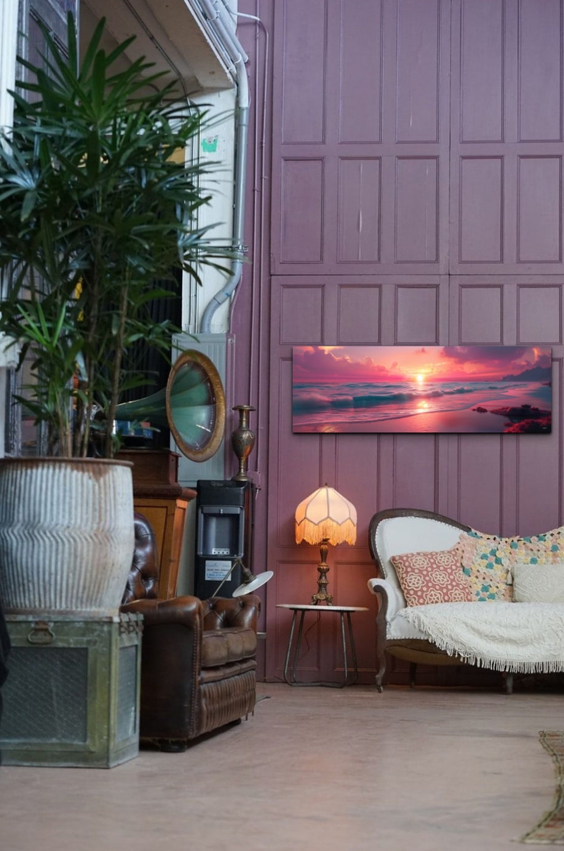 Pink Sunset Beach Waves Panoramic Ocean Glow Seascape Poster - Image 6