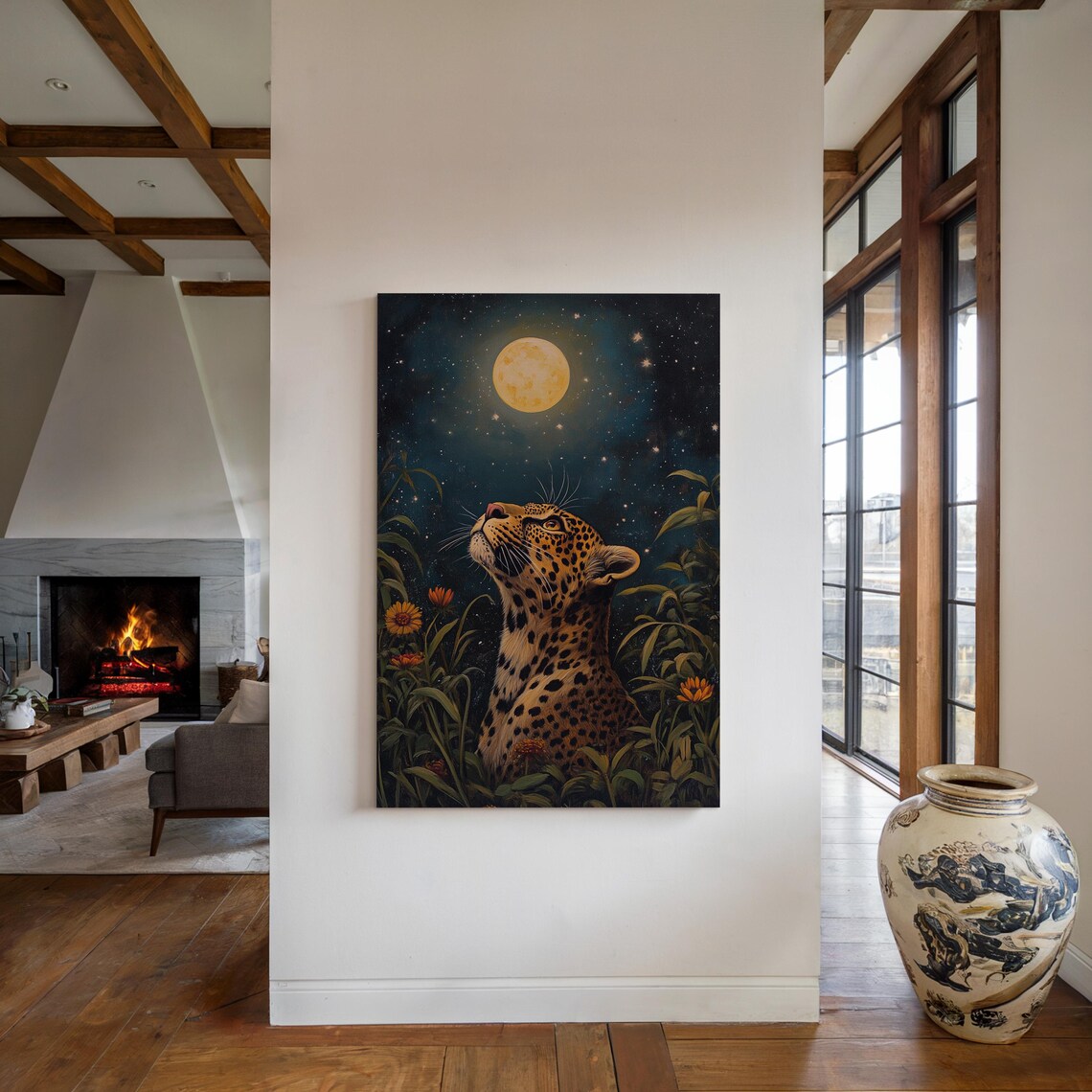 Leopard Under Full Moon, Mystical Wildlife Scene - Image 4