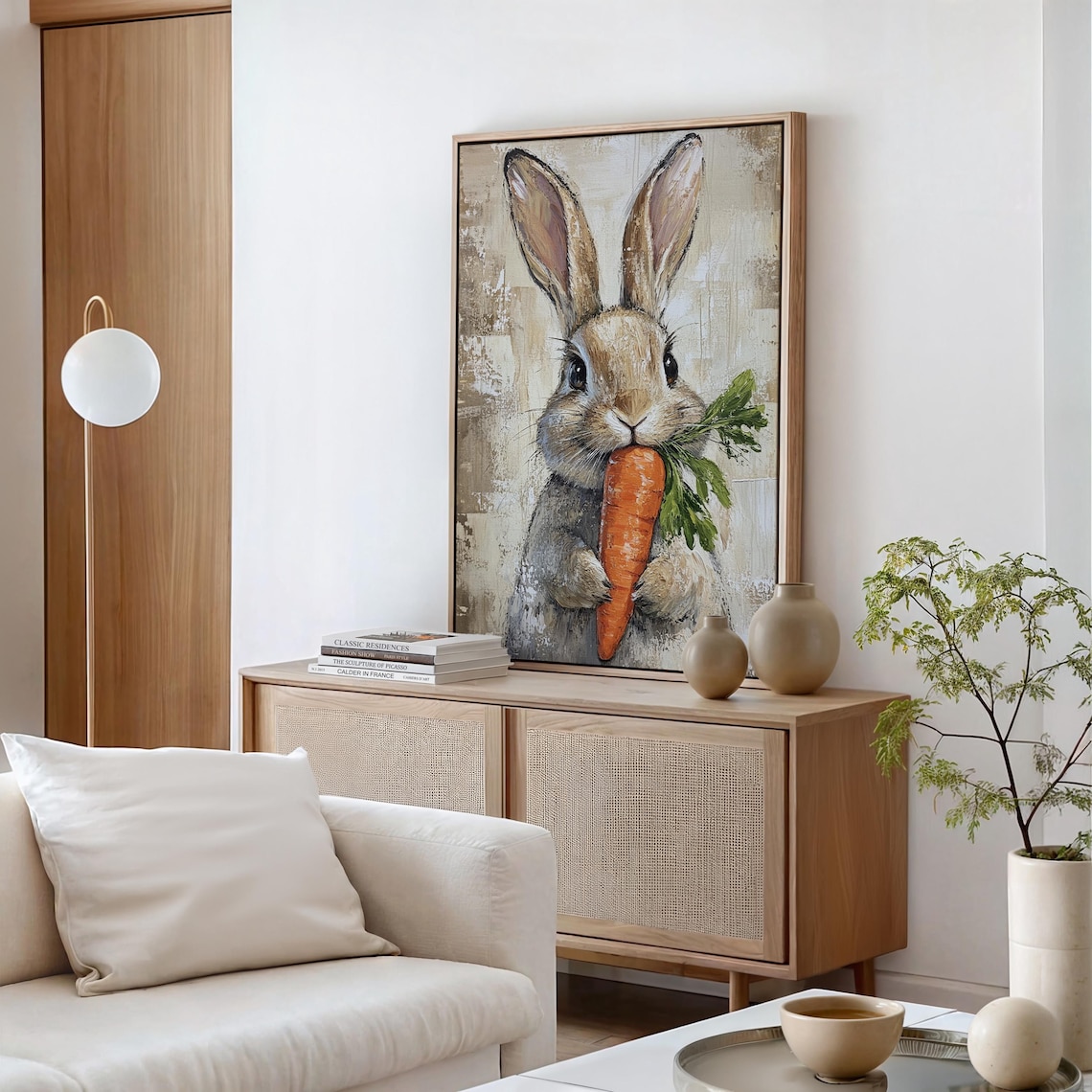 Adorable Bunny With Carrot Rustic Art Print - Image 4