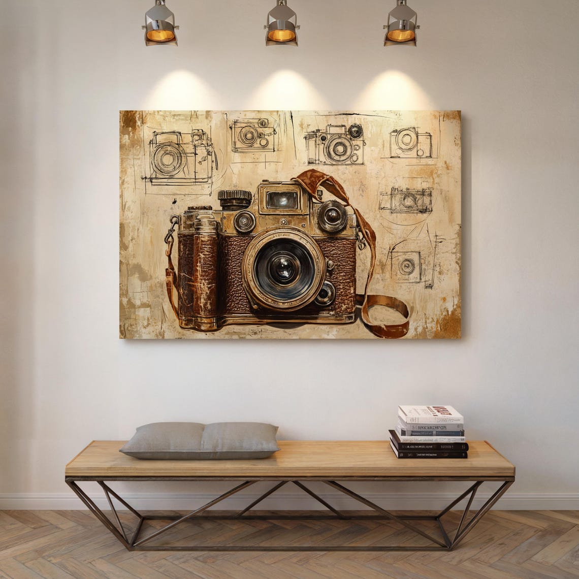 Antique Camera Art Vintage Leather Design Sketch Background Poster - Image 6