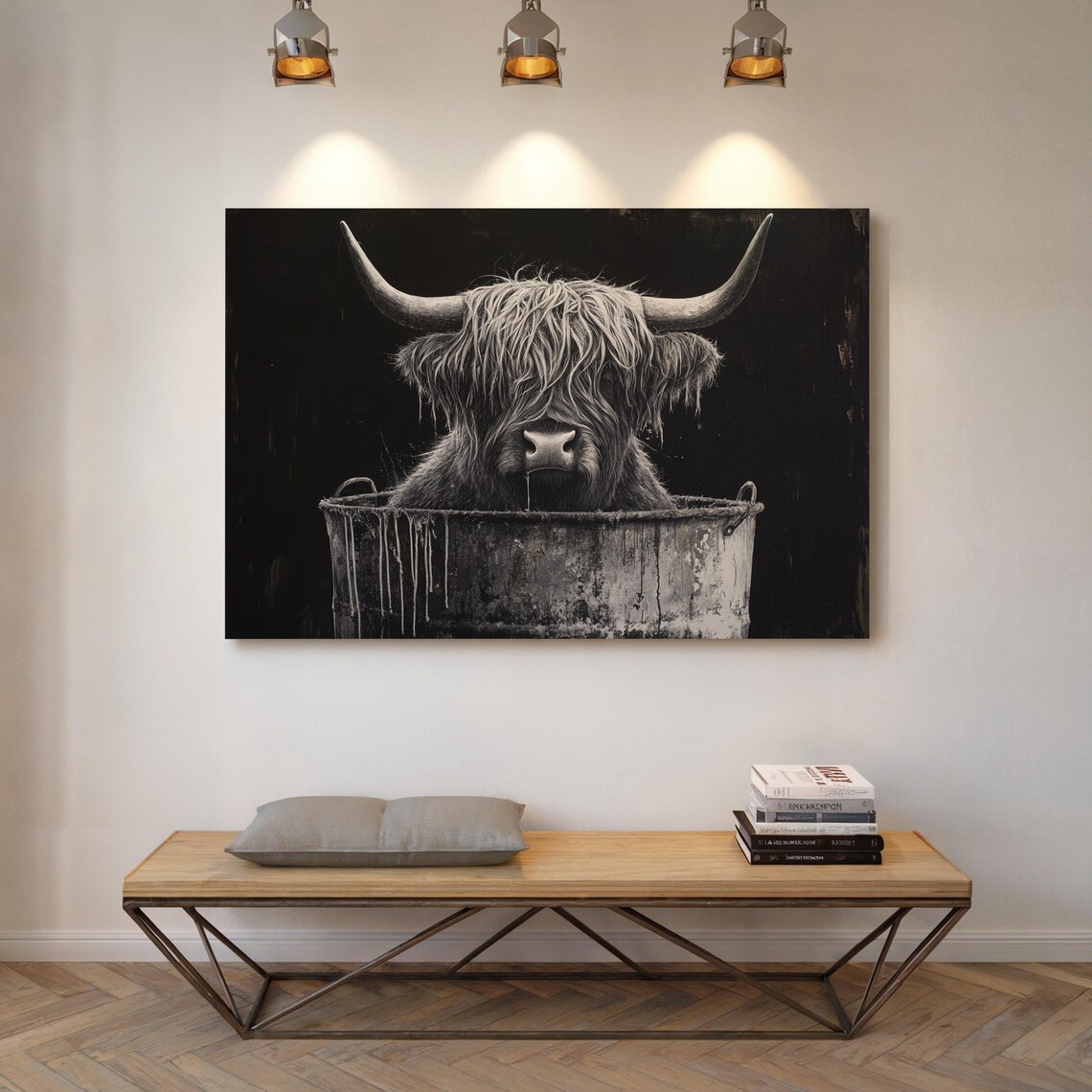 Highland Cow, Rustic Modern Farmhouse Art Print - Image 5