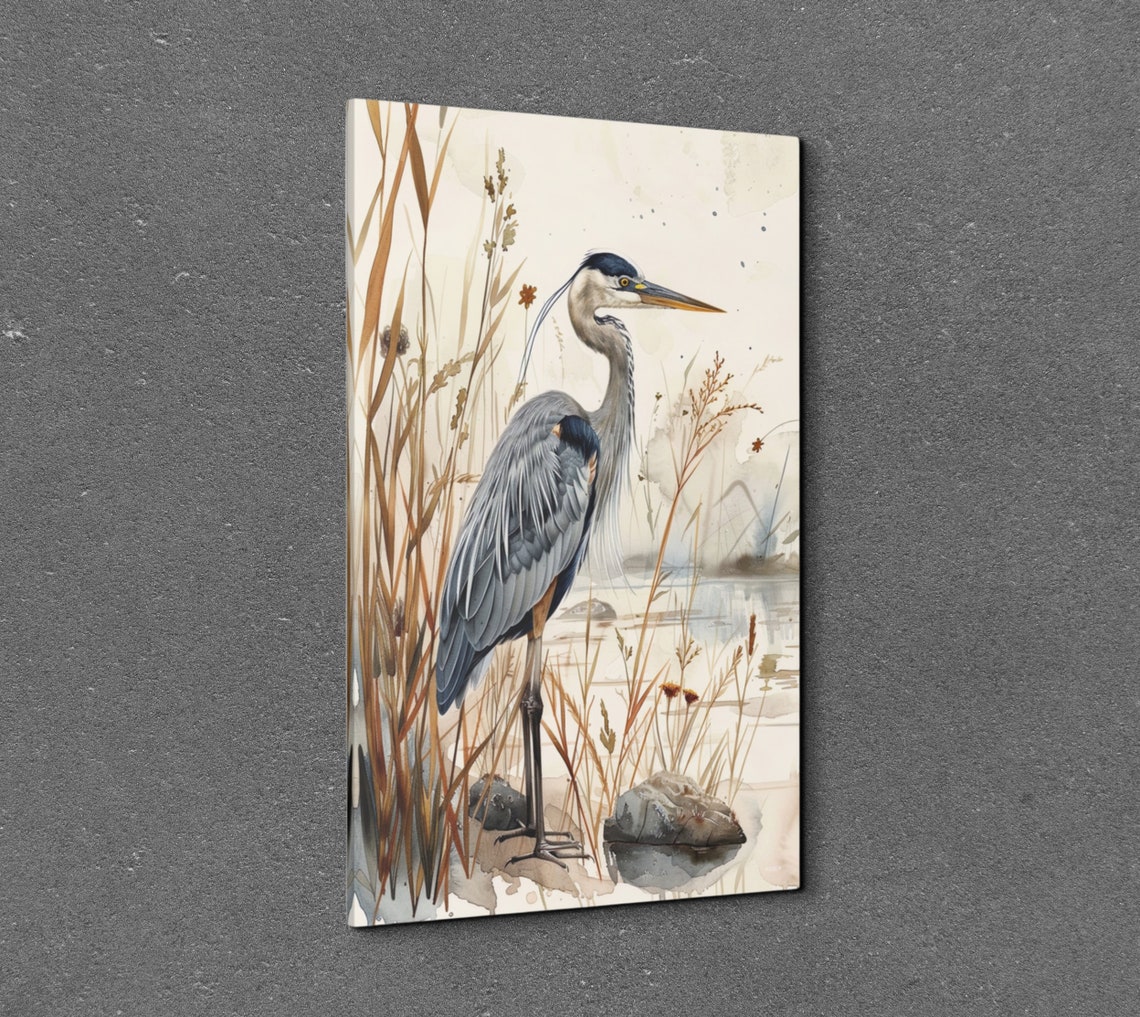 Watercolor Blue Heron, Nature Art - Image 3