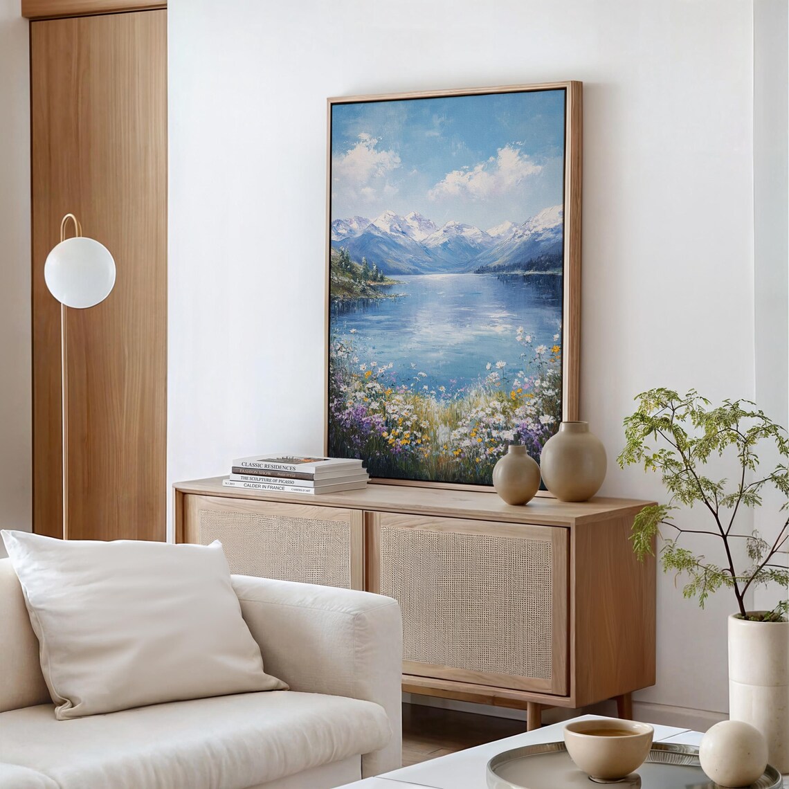 Alpine Lake With Snowy Peaks And Wildflower Meadow Landscape Wall Art - Image 6