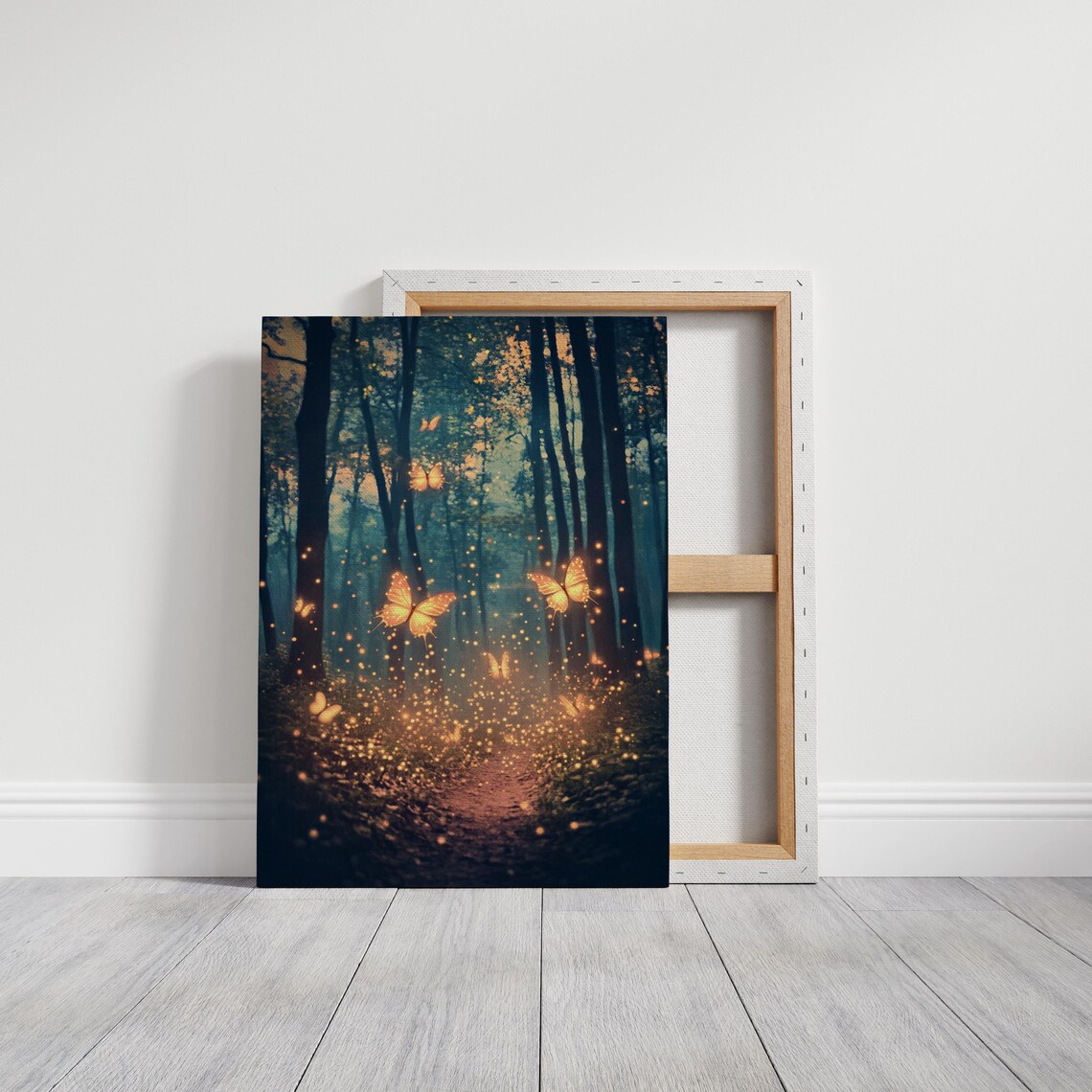 Magical Forest Path With Glowing Butterflies, Art Print - Image 5