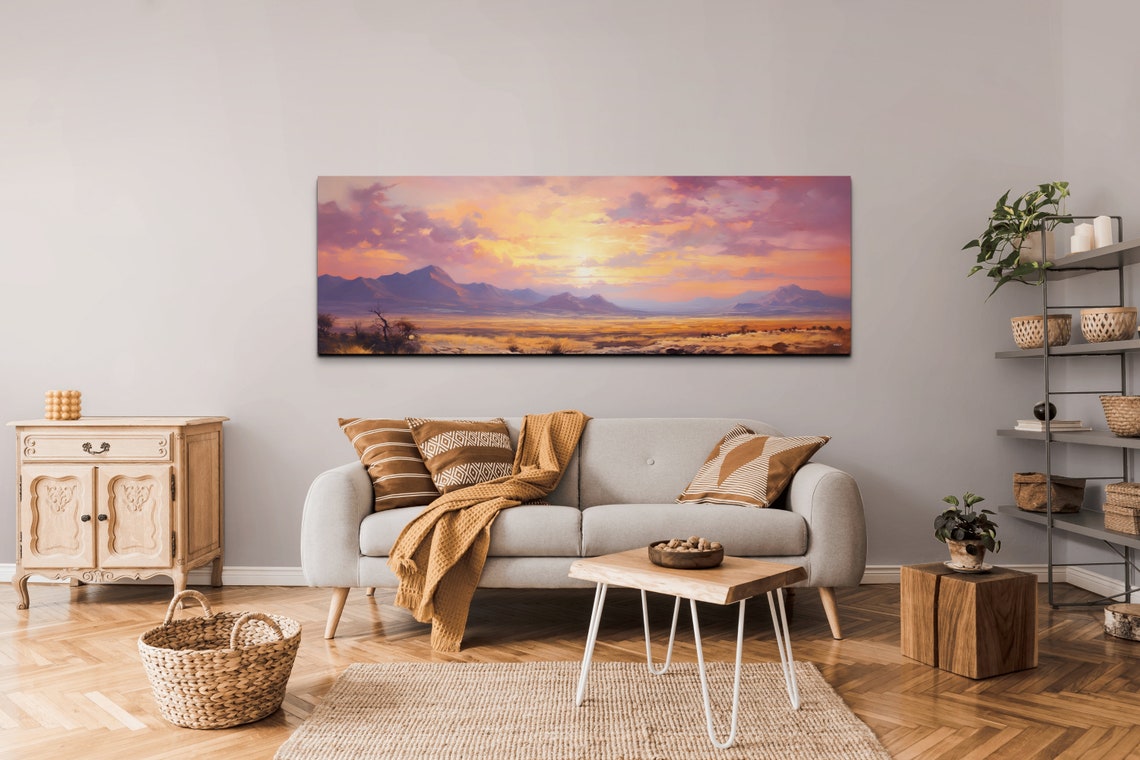 Panoramic Desert Sunset Over Purple Mountains Valley View Poster - Image 4