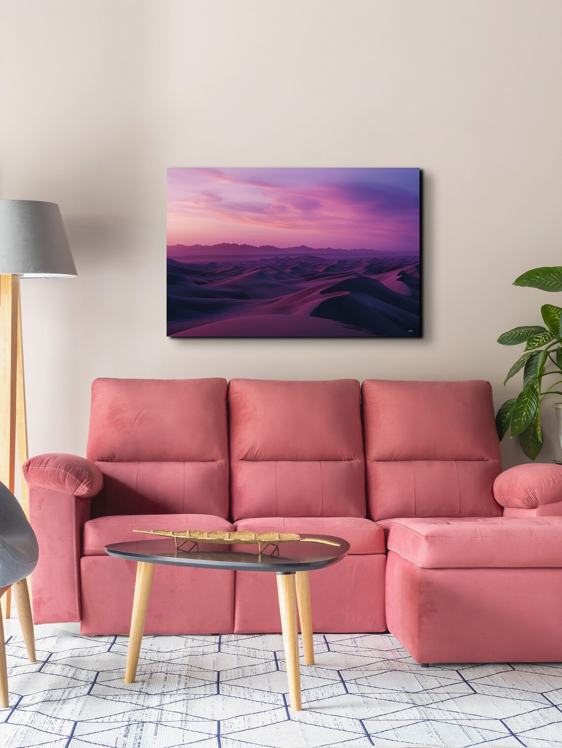 Desert Dunes At Dusk Pink Purple Sunset Minimalist Photo Style Poster - Image 3