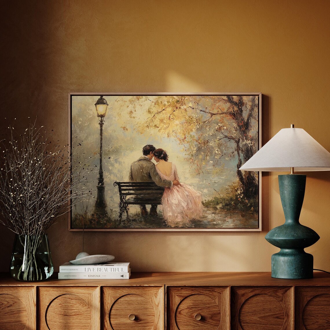 Romantic Couple On Park Bench, Bedroom Decor - Image 6