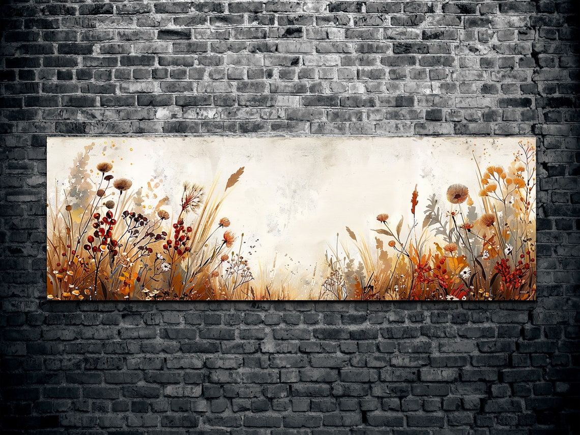 Rustic Botanical Wildflower Earth Tone Panoramic Decor Poster - Image 2