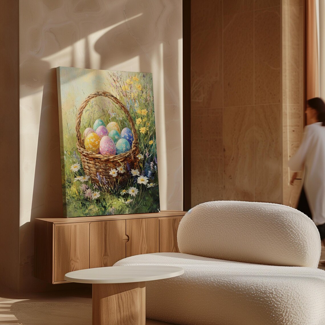 Easter Basket Art Print, Spring Wildflower Meadow - Image 7