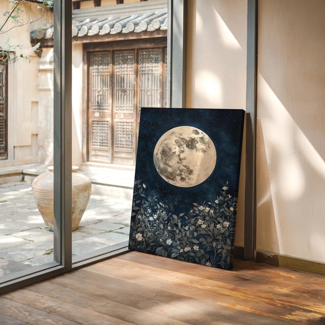 Full Moon Floral Wall Art, Starry Sky Decor - Image 7