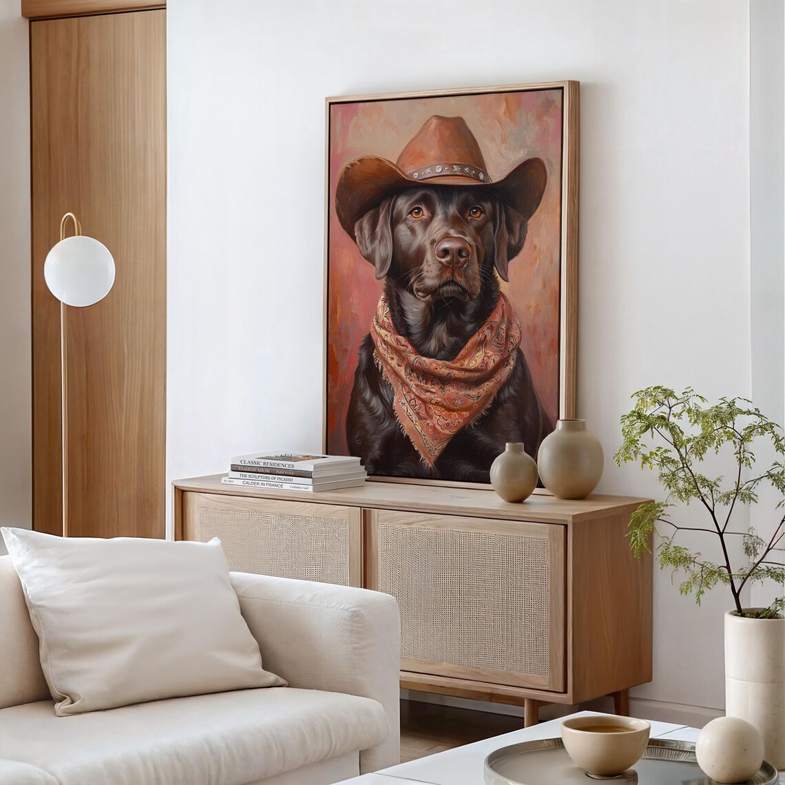 Chocolate Lab Cowboy Hat And Bandana Western Dog Portrait Poster - Image 5