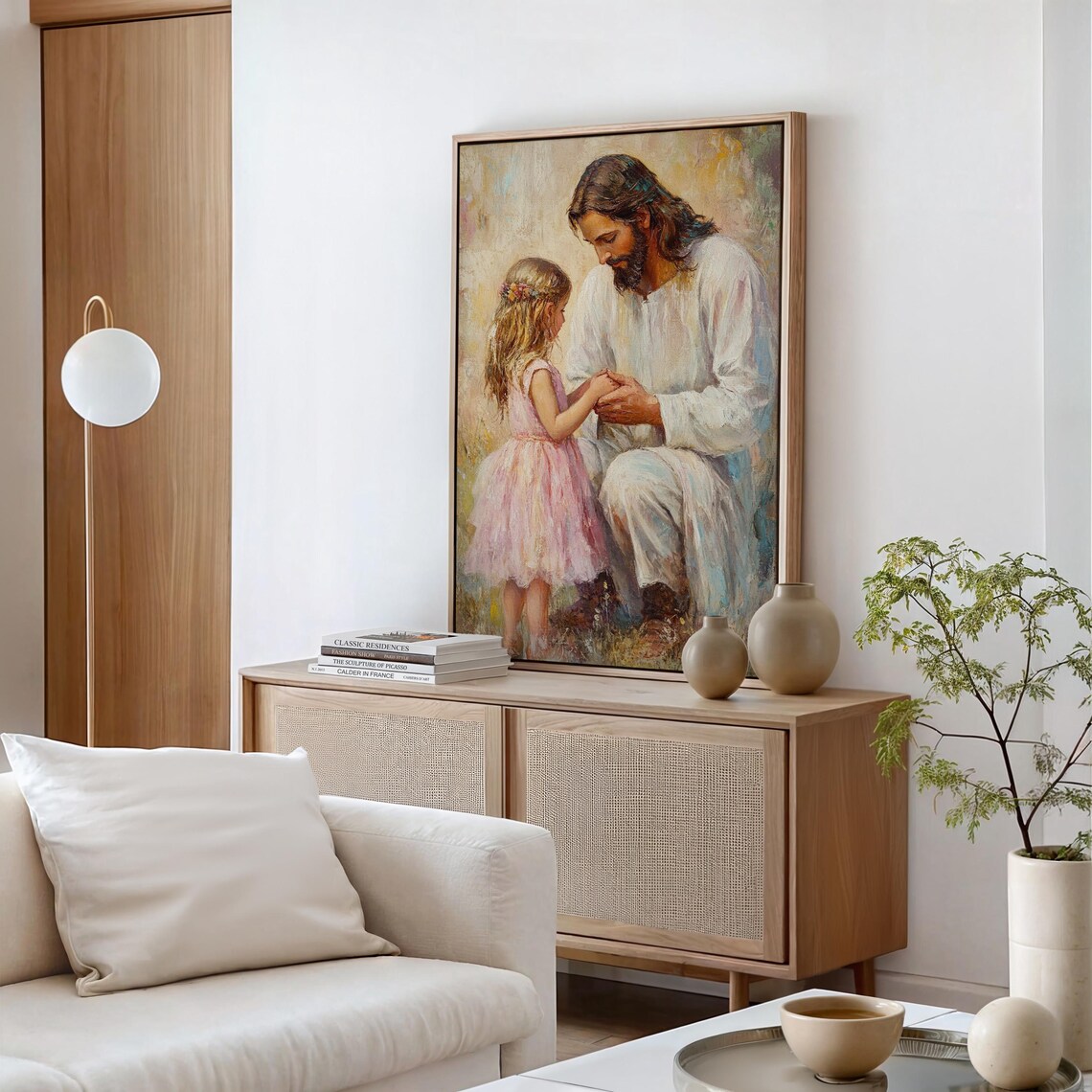 Jesus Kneeling With Little Girl Tender Prayer Christian Art Poster - Image 5