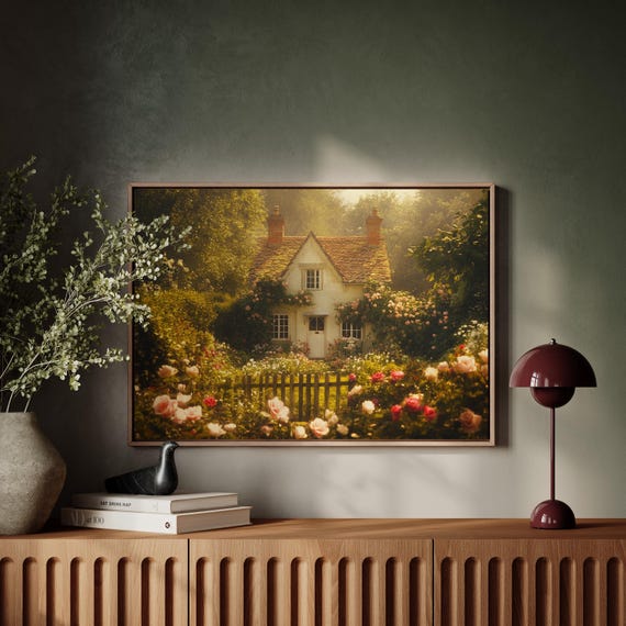 Cottagecore English Cottage Floral Garden Wall Art Print