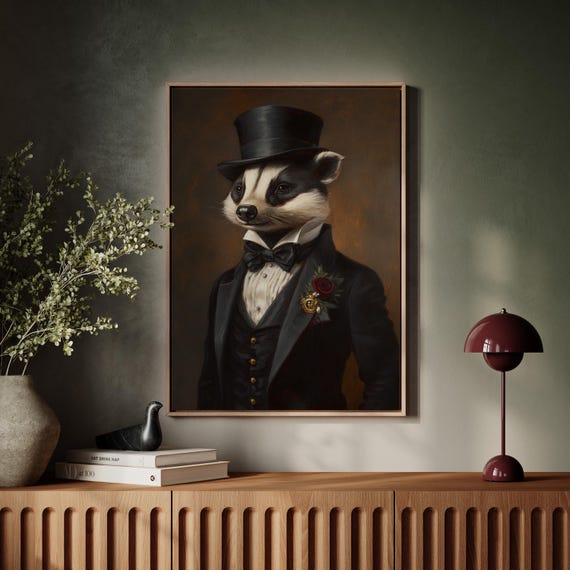 Regal Badger Vintage Aristocrat Portrait Art Print