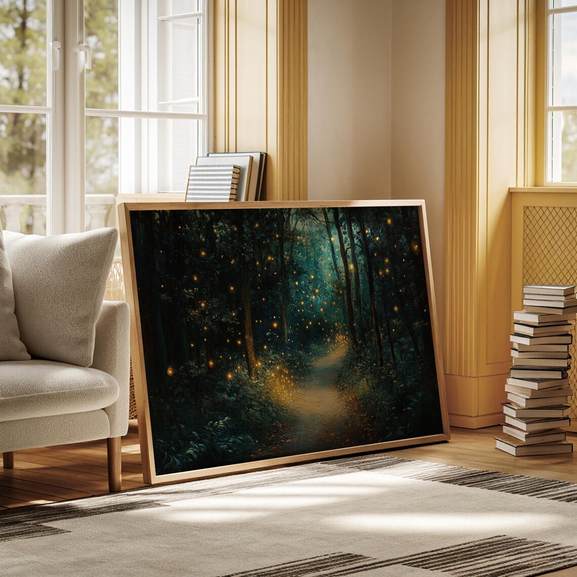 Enchanted Forest Path With Fireflies, Mystical Woodland Landscape - Image 6