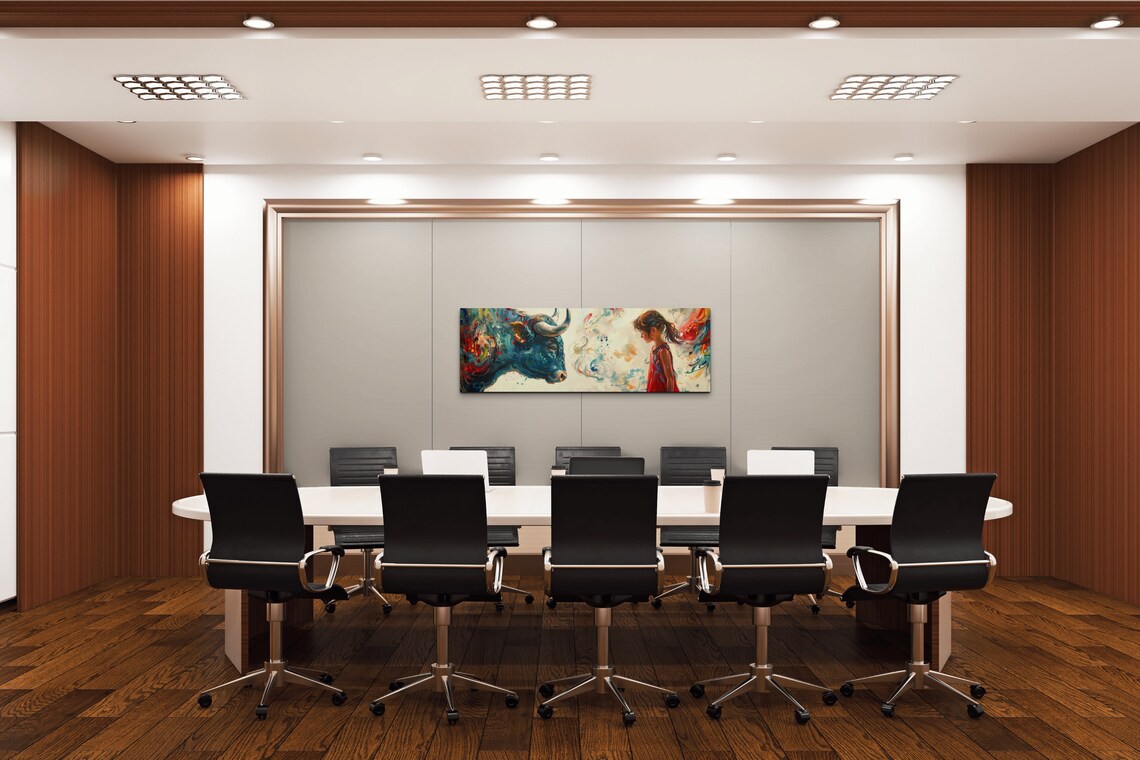 Abstract Girl vs Bull Colorful Wall Art Print - Image 6