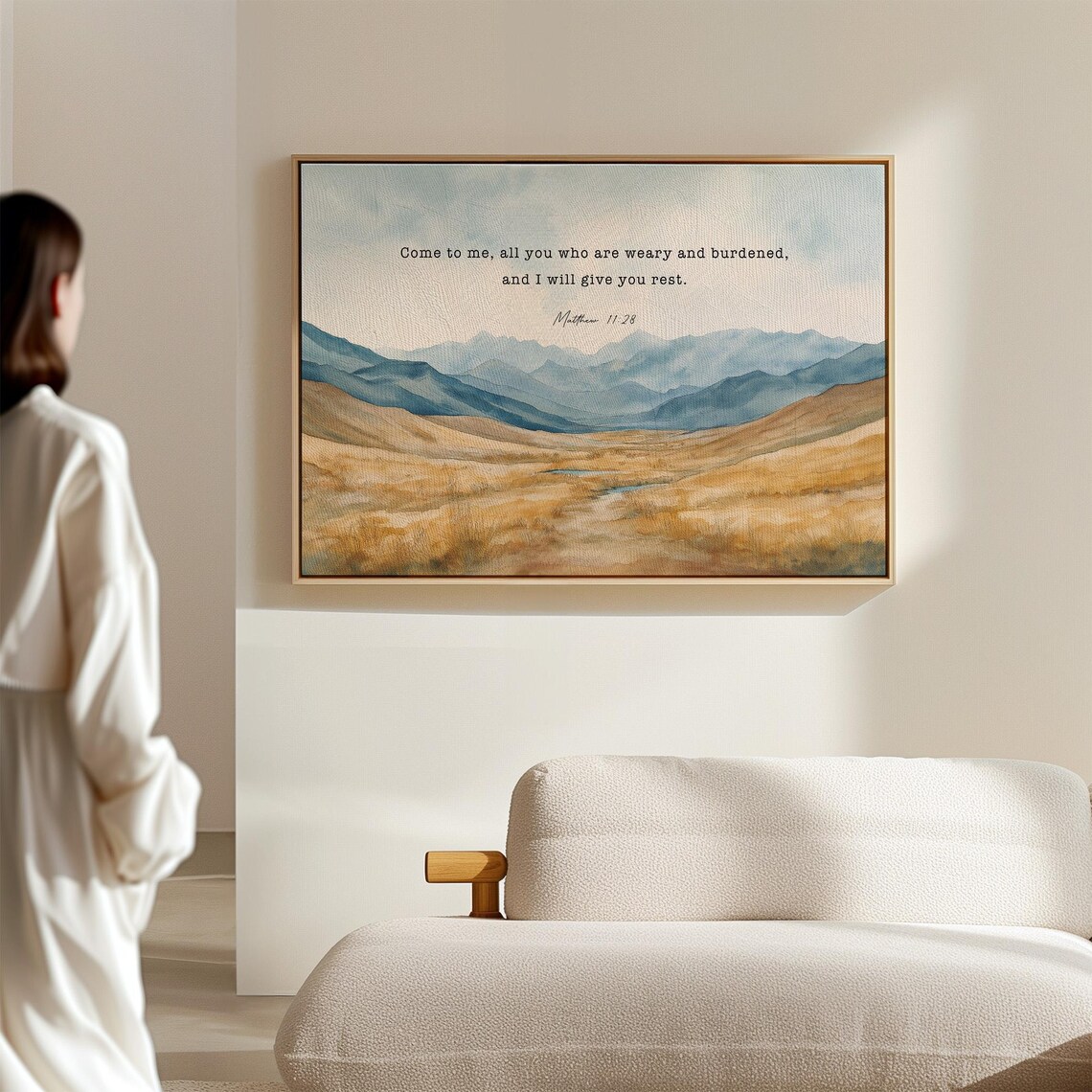 Matthew 11:28 Watercolor Mountain, Bible Verse - Image 3