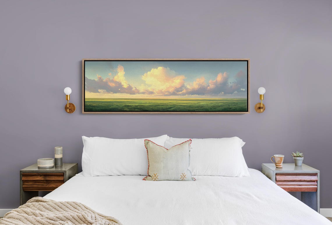 Expansive Cloudscape Green Fields Pastel Sunset Sky Serene Poster - Image 4