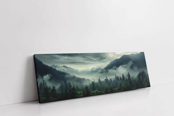 File Morning Fog Over A Mountain Forest Panoramic Print Foggy Pine Tree Landscape Framed Wall Art Misty Mountain Art