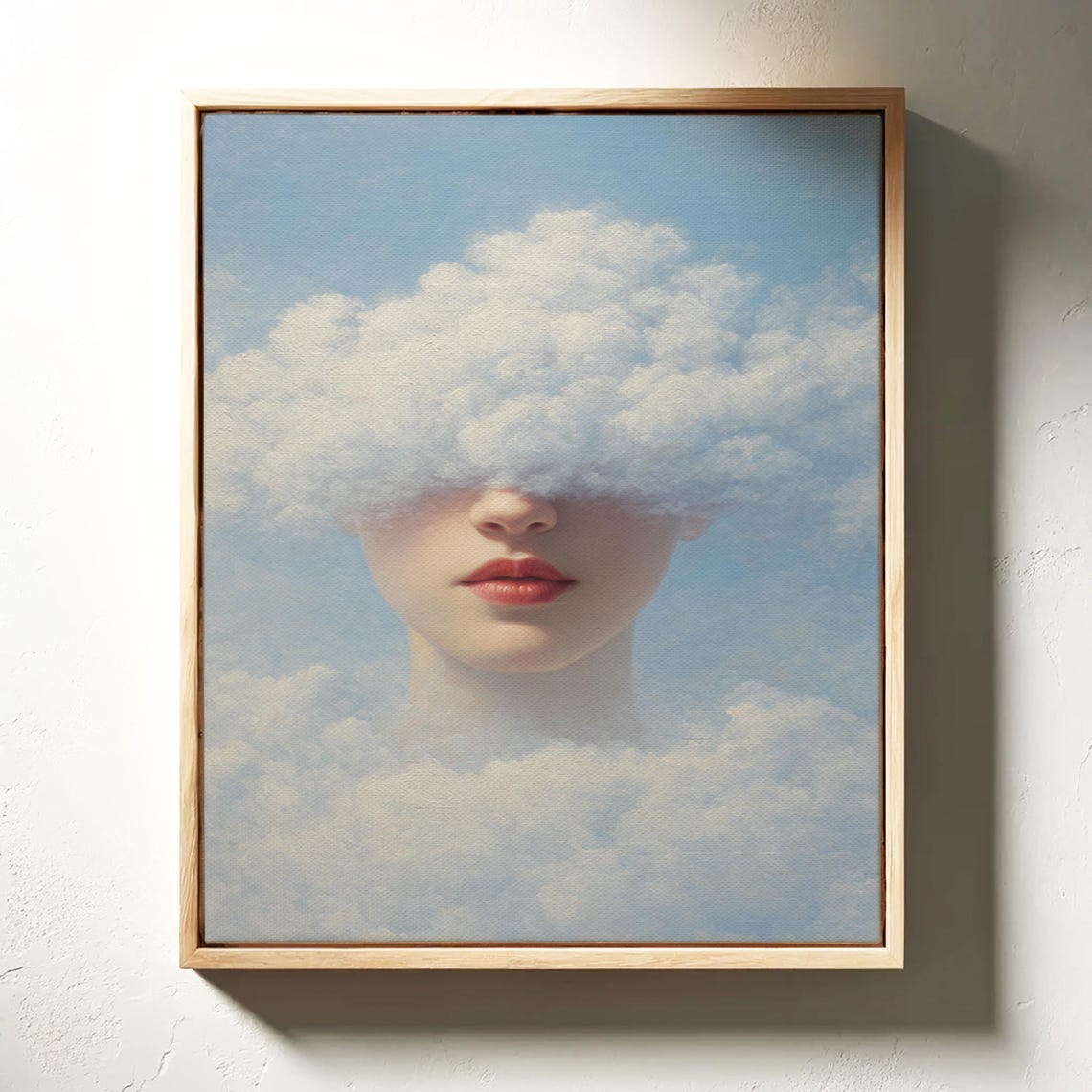 Surreal Portrait Of Woman Blended With Clouds