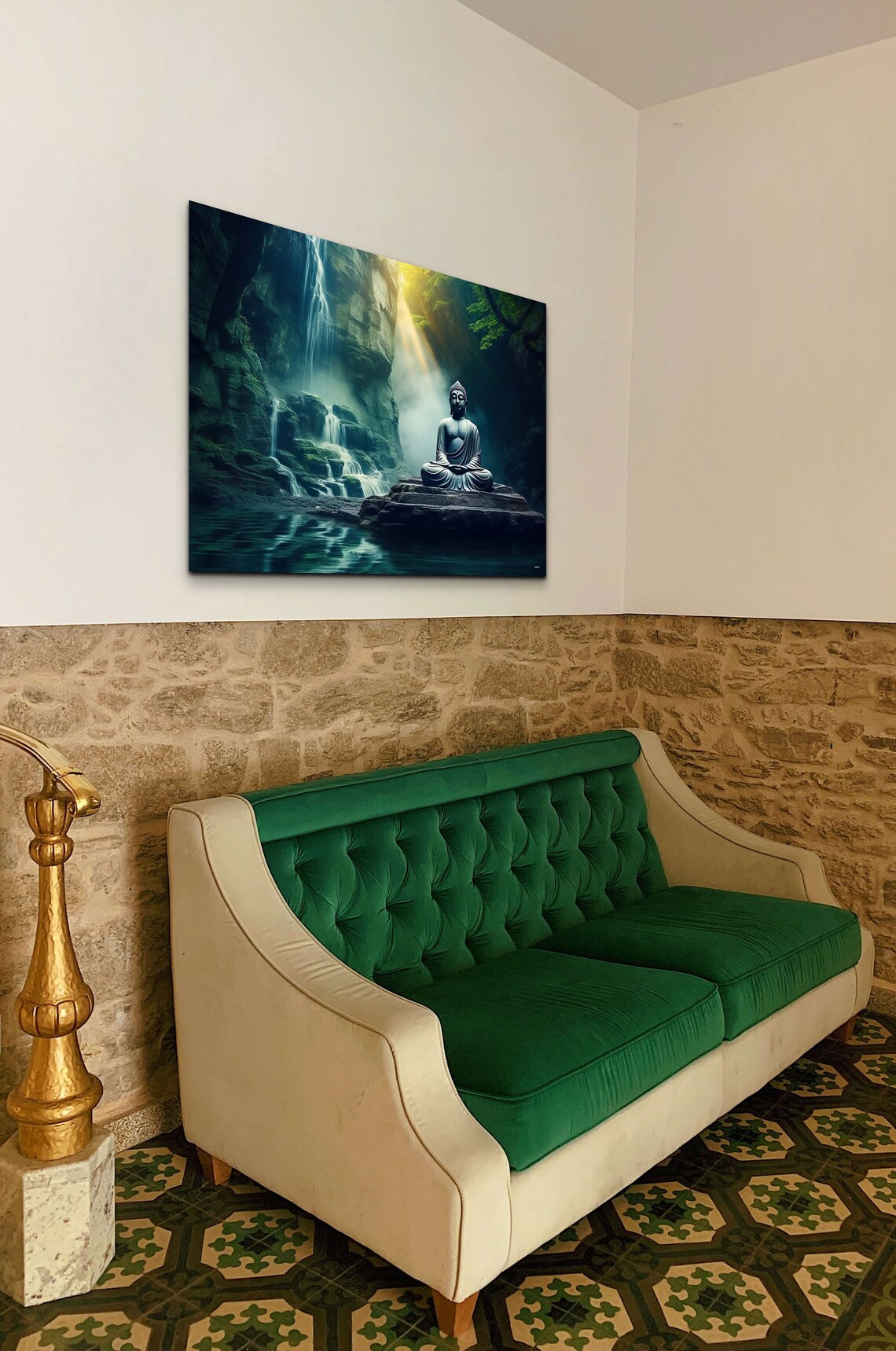 Zen Buddha Waterfall Yoga Studio Wall Art Print - Image 4