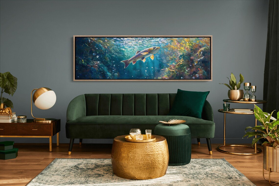 Rainbow Trout Swimming Upward Underwater Nature Wildlife Art Poster - Image 2