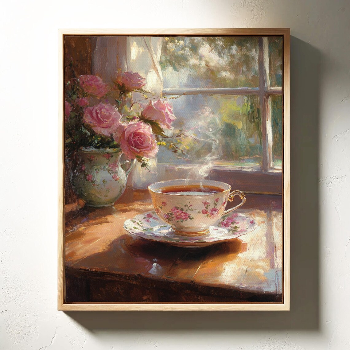 Morning Tea By The Window Floral Teacup Art Print - Image 7