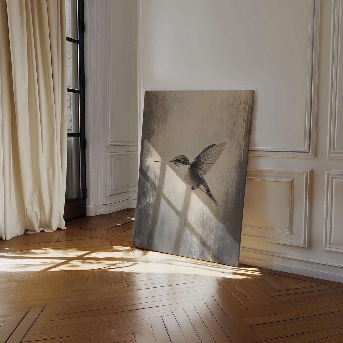 Hummingbird Minimalist Nature Art Print, Neutral Tones - Image 4