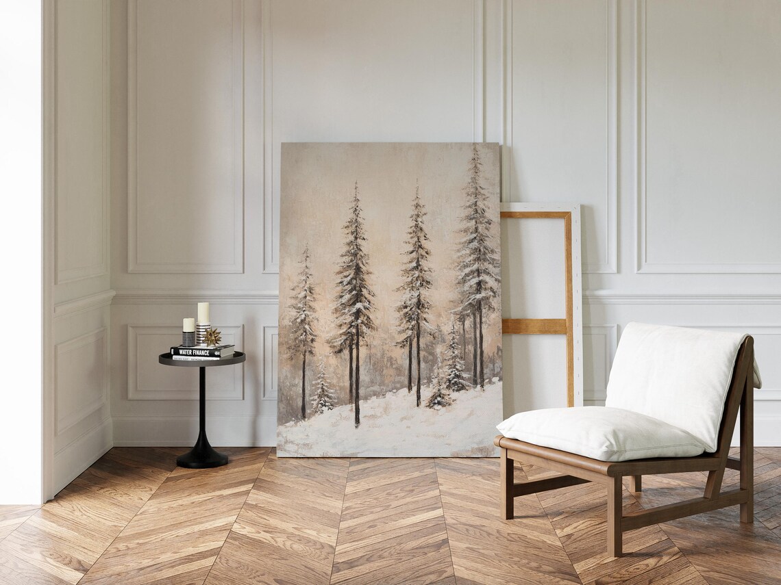 Winter Pine Forest Art Print, Rustic Lodge Decor - Image 4
