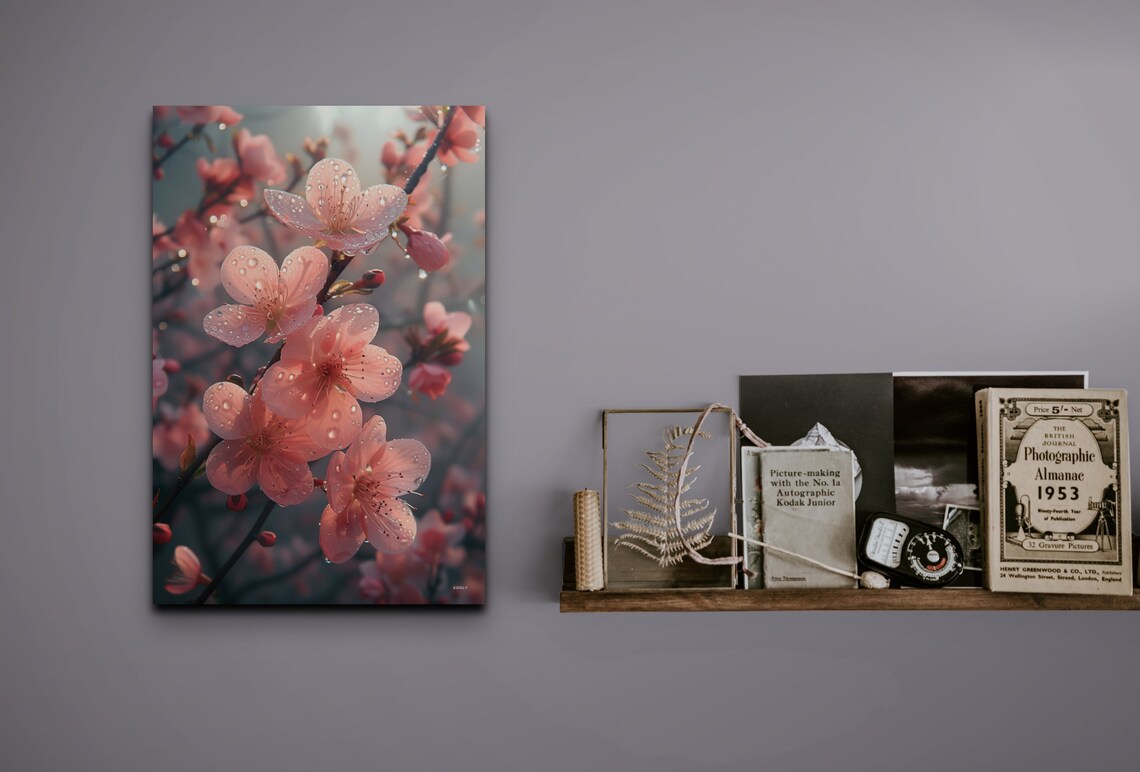 Blossoming Cherry Tree Art Print, Fresh Rain Drops - Image 4
