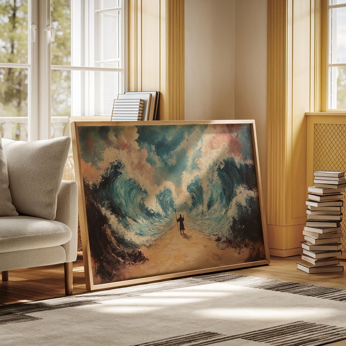 Moses Holding His Staff as the Red Sea Parts Into Waves Poster - Image 5