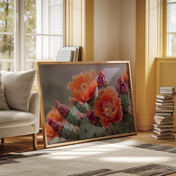 Cactus Flower Art Print, Southwestern Botanical Decor