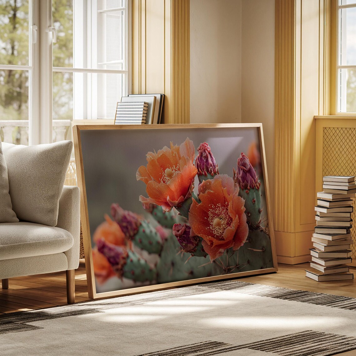 Cactus Flower Art Print, Southwestern Botanical Decor