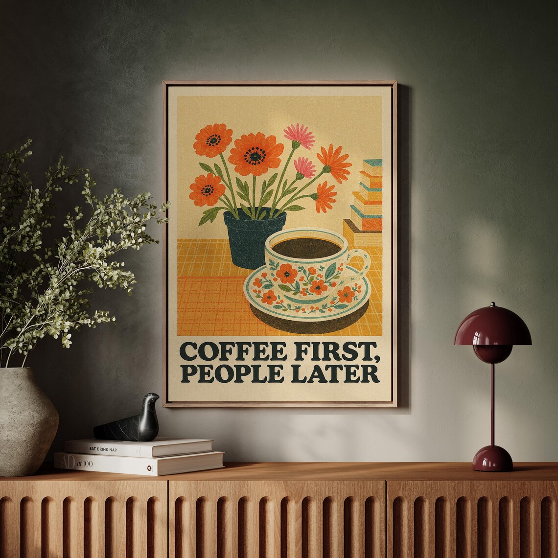 Coffee First People Later, Funny Retro Kitchen Decor - Image 4