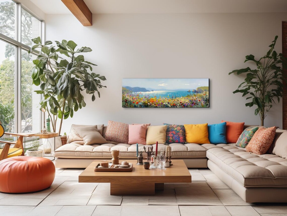 Wildflower Coast Turquoise Ocean Hills Panoramic Landscape Poster - Image 6