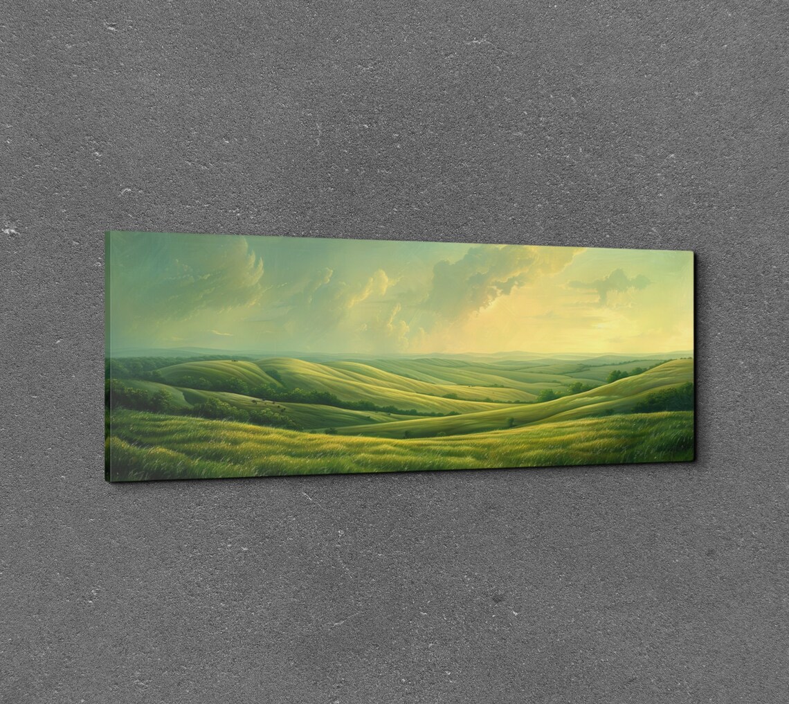 Vintage Misty Mountain Scene Art Print Extra Large Wall Art Panoramic Artwork Nature Art - Image 3